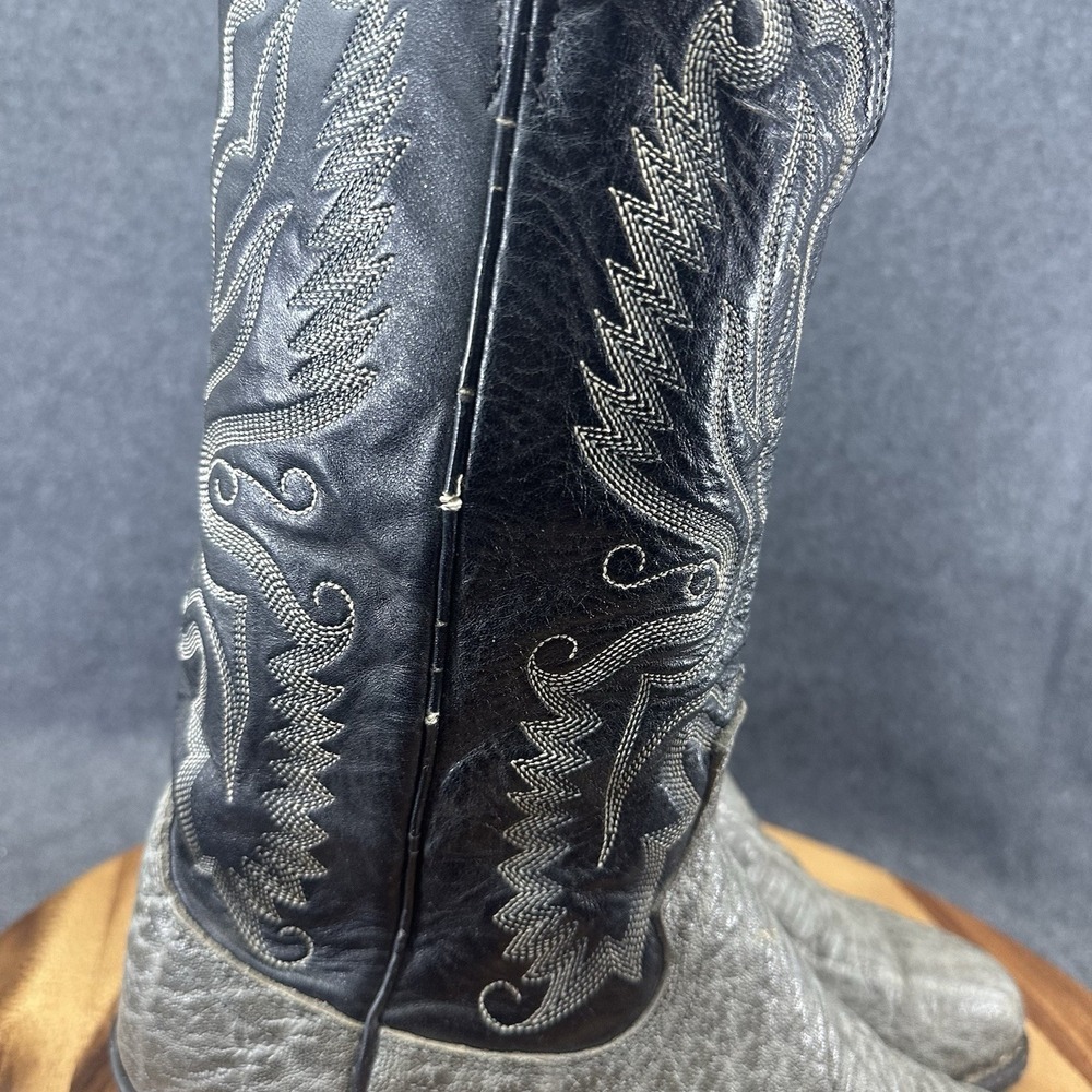 Vintage Dan Post Cowboy Boots 8EW Exotic Safari Print Bullhide Cow Leather Gray - Picture 4 of 16